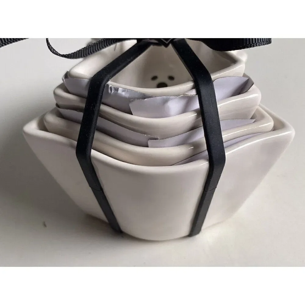 Set Of 4 Rae Dunn Halloween White GHOST Shaped Measuring Cups Ceramic NEW‎
